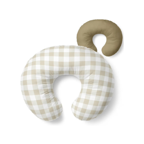 Pobibaby 1-Pack Premium Nursing Pillow Cover - Ultra Soft & Stretchy 96% Cotton, Breastfeeding Pillow Cover for Baby Boys and Girls (Gingham Khaki)