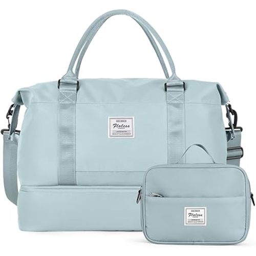 Travel Duffel Bag with Shoes Compartment, Weekender Overnight Bag for Women,Carry on Personal Item Bag,Gym Bag with Toiletry Bag