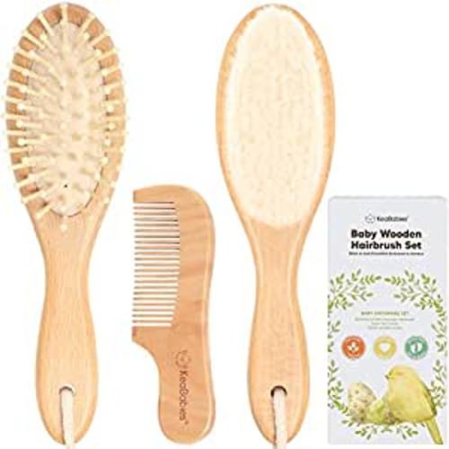 Amazon.com : Baby Hair Brush and Baby Comb Set - Wooden Baby Brush with Soft Goat Bristle - Toddler Hair Brush Baby Brush and Comb Set - Baby Brush Set for Newborns - Infant Hair Brush, Cradle Cap (Oval, Walnut) : Baby
