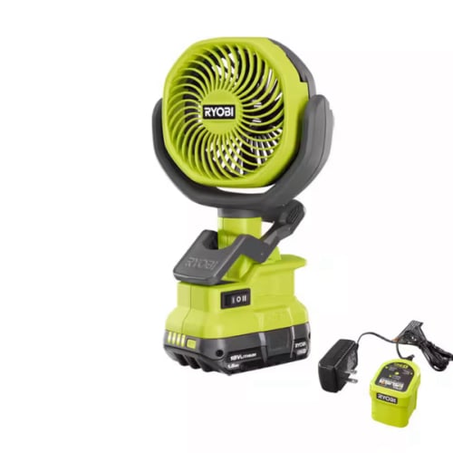 ONE+ 18V Cordless 4 in. Clamp Fan Kit with 1.5 Ah Battery and Charger