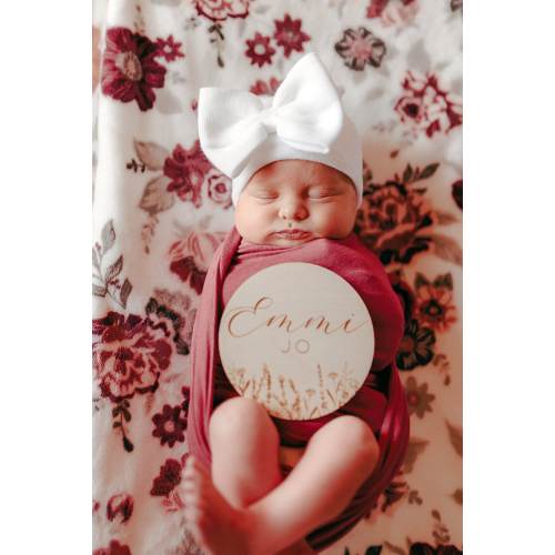 Baby White Hat for Newborn, Hospital Hat with Bow, Baby Girl Hat