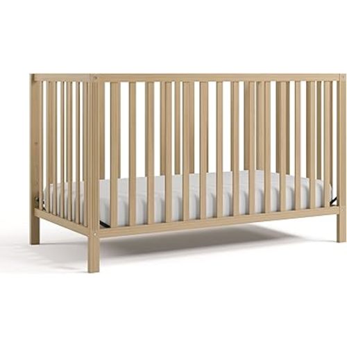 Storkcraft Morningside 5-in-1 Convertible Crib (Driftwood) – GREENGUARD Gold Certified Baby Crib, Fits Standard Crib Mattress, Easy 30-Minute Assembly, Converts to Toddler Bed and Full Bed