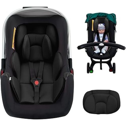 Infant Car Seat Insert with 2 Headrest for Preemie to Toddler, Thickened Baby Car Seat Head Support for Side Impact Protection, Breathabble Newborn Carseat Insert with Filled Spong