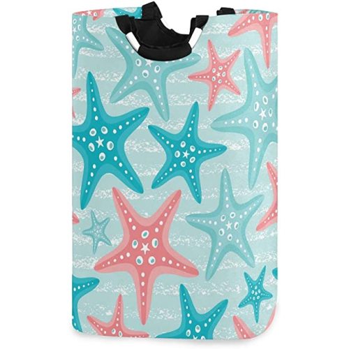 senya Nautical Ocean Starfish Large Storage Basket Collapsible Organizer Bin Laundry Hamper for Nursery Clothes Toys