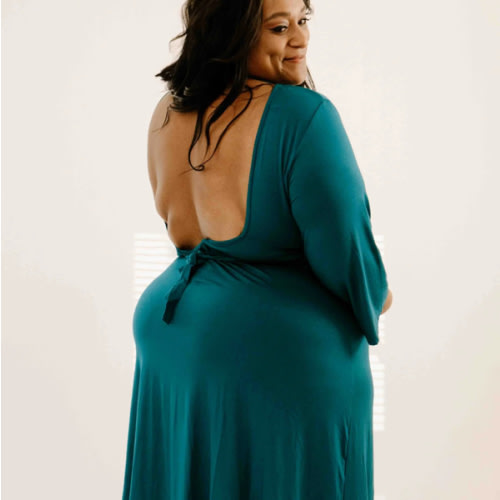 Lila Labor & Postpartum Gown in Deep Teal