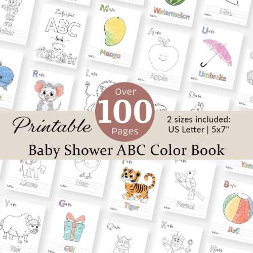 ABC Baby Shower Coloring Book Baby Shower Game Baby&#39;s First Activity Gift Ideas A-Z Alphabets Learning Game DIY Baby Book PRINTABLE Digital