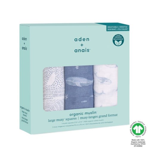 Oceanic Organic Cotton Muslin Squares 3pk | aden + anais