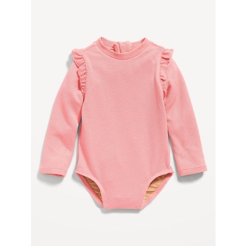 Ruffle-Trim One-Piece Rashguard Swimsuit for Baby