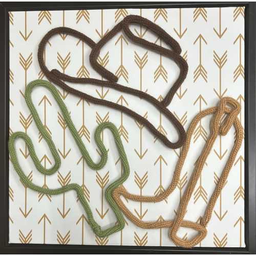 Western Nursery Decor: Wire Cowboy Hat, Boot & Cactus Wall Art