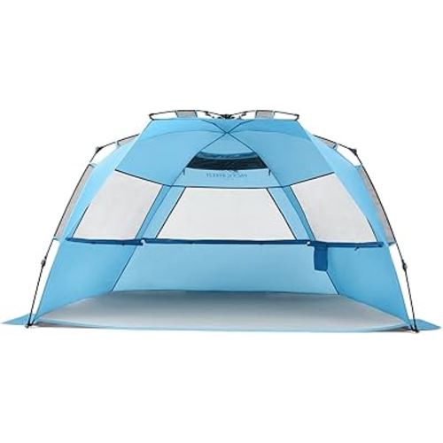 Pacific Breeze Easy Setup Beach Tent, SPF 50+ Pop Up Beach Tent Provides shelter from The Sun for 4+ People