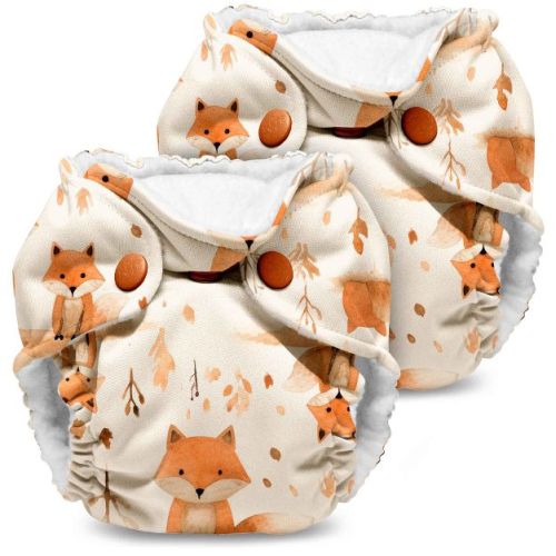 Kanga Care Lil Joey Newborn All In One Aio Cloth Diaper (2pk) Foxaroo Orange 4-12 Lbs