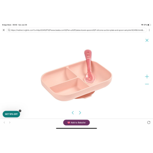 Silicone Suction Plate and Spoon Set pink | BEABA | USA