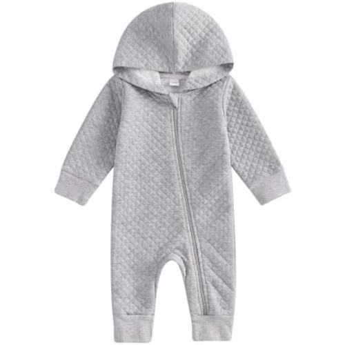BemeyourBBs Newborn Baby Boy Girl Fall Winter Clothes Zipper Hooded Romper Cute Long Sleeve Jumpsuit Warm One Piece Outfit