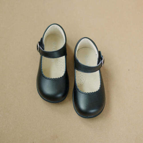 Chloe Classic Scalloped Leather Mary Jane, Black - Angel Shoes | Maisonette