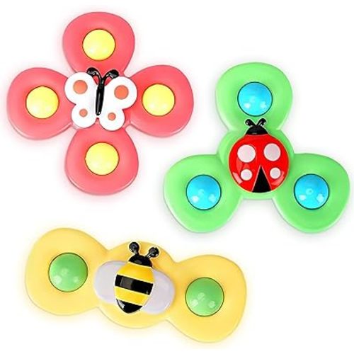 3Pcs Suction Cup Decisive Spinner Toys for Baby - Suction Table Fidget Spinner for Baby Bath Spinning Toy High Chair Toys with Suction Cups - Baby Suction Cup Toys for Babies Toddler Fidget Toys