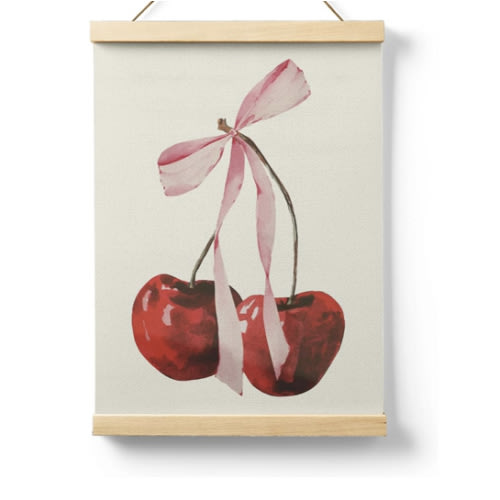 Amazon.com: Ryeolo Red Cherry Wooden Poster Hanger Frame 12.5x17 Inch,Cherry Pink Bow Poster Hanger Frame,Coquette Feminine Wall Art,Trendy Bow Poster Hanger,Coquette Girly Wall Art For Bedroom: Posters & Prints