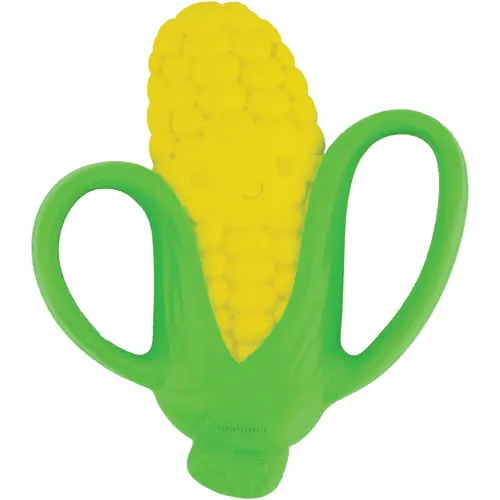 Infantino Lil' Nibbles Textured Silicone Teether - Sensory Exploration and Teething Relief with Easy to Hold Handles, Corn