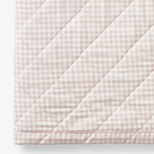 Ditsy Gingham Classic Cool Organic Cotton Percale Quilted Reversible Sherpa Stroller Blanket