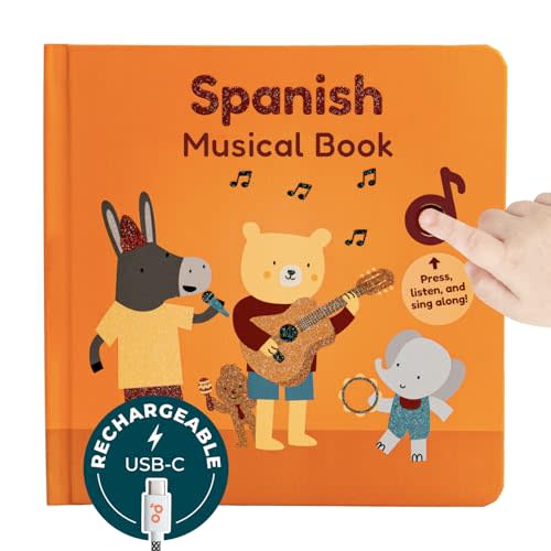Cali’s Books Spanish Nursery Rhymes 1 | USB-C Rechargeable Sound Book for Toddlers 1-3 | Libros en Español para Niños | Learn Spanish for Kids | Bilingual Musical Book with 6 Songs