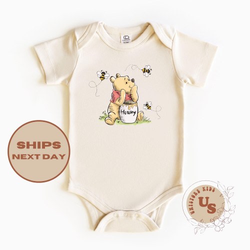 Winnie The Pooh Baby Onesie®, Pooh Bear Toddler Shirt, Natural Onesie®, Disney Kids Shirt, Disney Pooh Bear Baby Onesie®