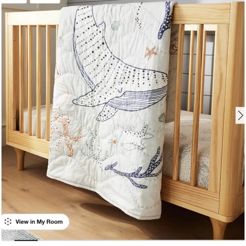 Aquatic Life Organic Cotton Baby Crib Quilt