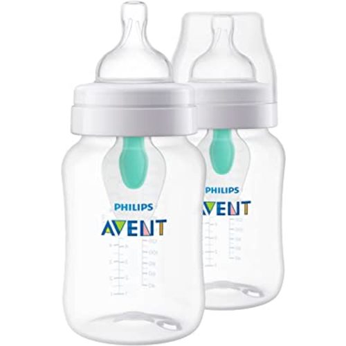 Philips AVENT Anti-Colic Baby Bottles with AirFree Vent, 9oz, 2pk, Clear, SCY703/02