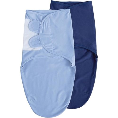 Soarwg Kids Baby Swaddle, Organic Baby Swaddles 0-3 Months, Swaddle Blanket, Swaddle Sack, Adjustable Newborn Infant Swaddle for Boy, Standard 100 by Oeko-TEX, Blue 2 Pack Small