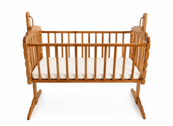 Vintage Jenny Lind Wooden Bassinet - Rocking & Stationary