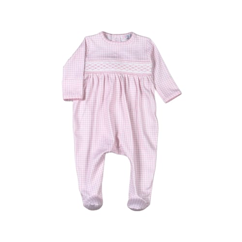 PGG-114 Pink gingham clsssic Pima Hand Smocked Footie – Baby Loren