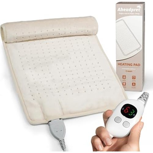 Heating Pad 12''X24'' for Back Neck Shoulder Pain Relief,Cream