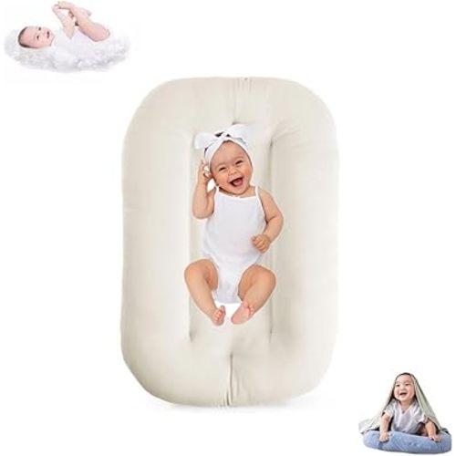 Lucakuins Baby Lounger for Infants 0-12 Months, Bionic Design, Organic Cotton Breathable Lounger