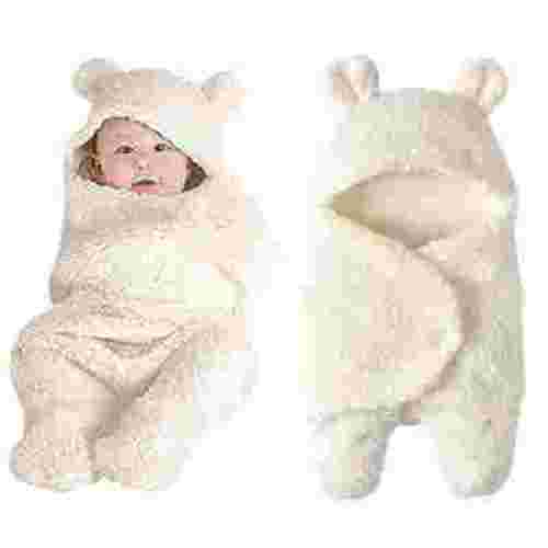 Facrlt Newborn Baby Cute Cotton Receiving White Sleeping Blanket Boy Girl Wrap Swaddle