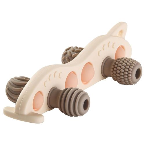Baby Teething Toys Silicone Car Teether for Baby BPA Free Sensory Chew Toy (Grey)