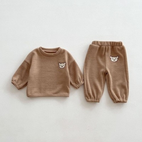 MyKids-USA Infant Baby Bear Head Long-sleeved Combo Pants In Sets Brown 90