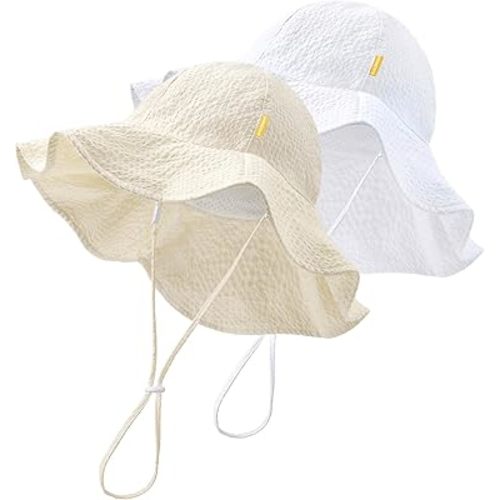 HONGTEYA Baby Sun Hat Toddler Girl Beach Hat Adjustable Outdoor Summer Hat UPF 50+ Sun Protection Wide Brim Infant Kids
