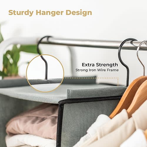 SMIRLY 6 Shelf Hanging Closet Organizer – Hanging Organizer with Storage Shelves, Foldable Closet Hanging Shelf with 2 Sturdy Hooks for Wardrobe, Nursery, Storage