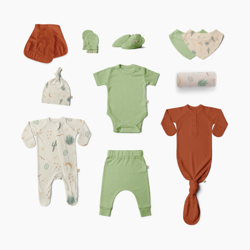Goumi Kids x Babylist Bamboo & Organic Cotton 11-Piece Layette Gift Set - Cactus, 0-3m