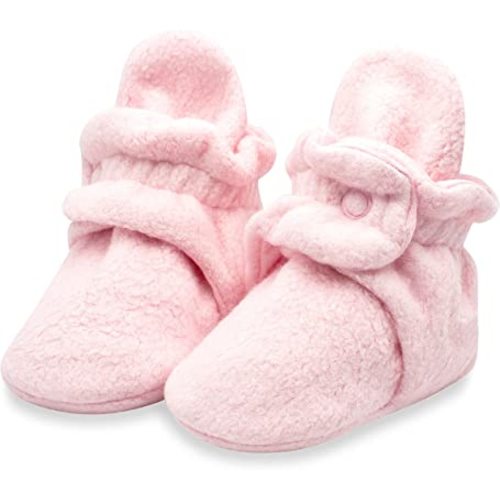 Zutano Unisex Fleece Baby Booties, Soft Sole and Non Slip | Stay On Slipper Socks for Infant/Toddler, Girls, Boys 3-24 Months