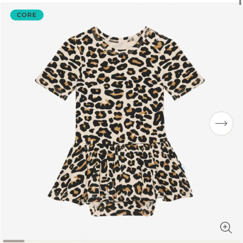 Twirl Skirt Bodysuit | Lana Leopard Tan | Leopard Baby Girl Onesie