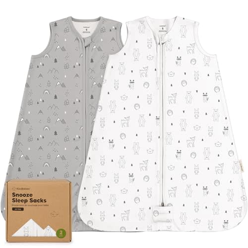 2-Pack Baby Sleep Sacks, Zipper Wearable Blanket - 0.5TOG Organic Cotton, Lightweight, Soft Cozy Infant Sleeping Sack 3-6 months, Easy to Wear Small Newborn Transition Swaddles Sleepsacks (Woodland)