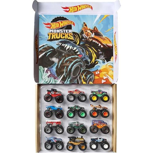 Hot Wheels Monster Trucks Toy Truck 12-Pack, Set of 12 Die-Cast 1:64 Scale Vehicles, For Kids & Collectors (Styles May Vary) (Amazon Exclusive)