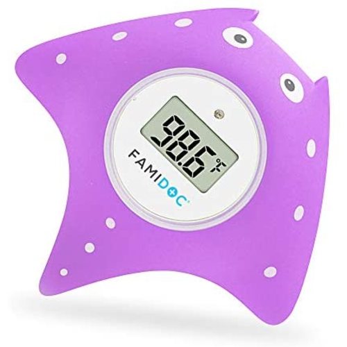 Famidoc Baby Bath Thermometer with Room Thermometer New Upgraded Sensor Technology for Baby Bath Tub Floating Toy Thermometer (Purple)