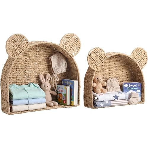 Pinkunn 2 Pcs Bear Nursery Wall Shelf Decor
