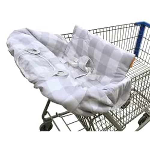 2-in-1 Cushy Cart Cover and High Chair Cover | Universal Fit | Includes Storage Pouch (Buffalo Check)