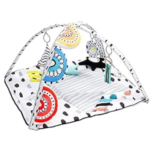 LADIDA Tummy Time Mat, Stage Based Baby Play Gym, Multi-Sensory & Motor Skills Development Baby Play Mat with 12 Toys, Portable Activity Mat Designed for Newborns to Toddler, Easy to Install & Clean - Rainbow Fun