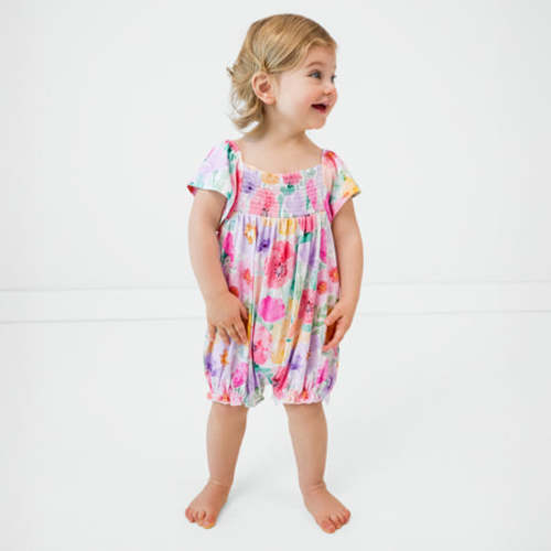 Watercolor Meadow Smocked Flutter Romper