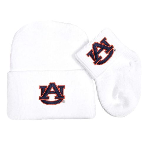 Auburn Tigers Newborn Baby Knit Cap and Socks Set