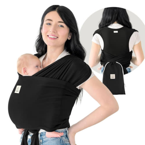 KeaBabies Baby Wrap Carrier Ring Sling - Easy to Wear, Adjustable D-Lite Baby Carrier Newborn to Toddler, Infant Carrying Shirt, Hands Free Bonding, Breathable Fabric Wearing Wrap (Trendy Black)