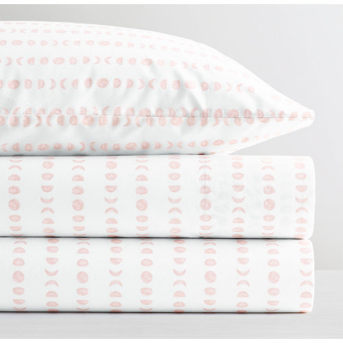 Watercolor Moon Phases Organic Cotton Crib Fitted Sheet | RH Baby & Child