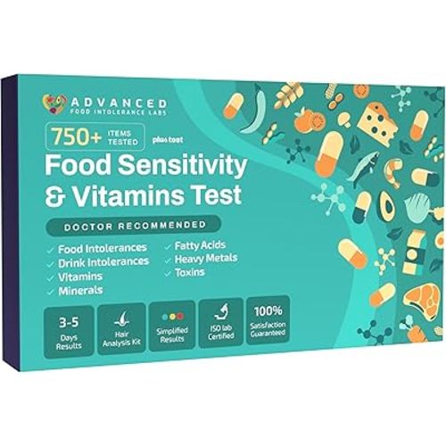 AFIL | Food, Drinks & Vitamin Sensitivity Testing Kit for Adults & Kids | 750+ Items, Gluten, Dairy, Vitamin D | Fast Results